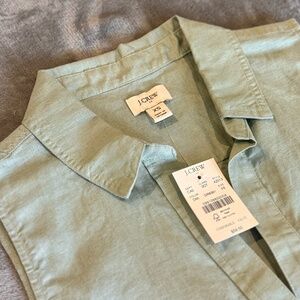 NWT J.Crew Factory Sleeveless Popover Tunic Top Sz XS Linen Blend Sage Green